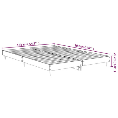 Bed Frame without Mattress Black 135x190 cm Engineered Wood