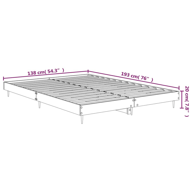 Bed Frame without Mattress Black 135x190 cm Engineered Wood