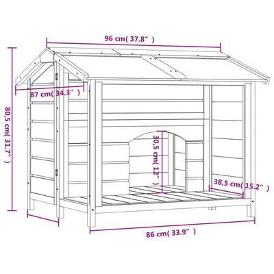 Dog Kennel Grey 96x87x80.5 cm Solid Wood Pine