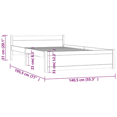 Bed Frame 137x187 cm Double Solid Wood