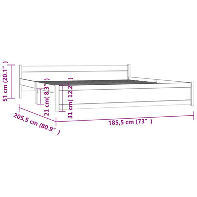 Bed Frame 183x203 cm King Size Solid Wood