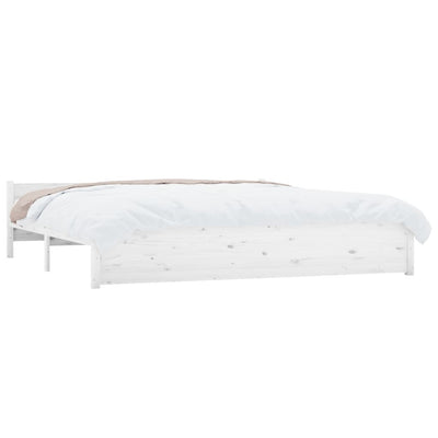 Bed Frame White 183x203 cm King Size Solid Wood