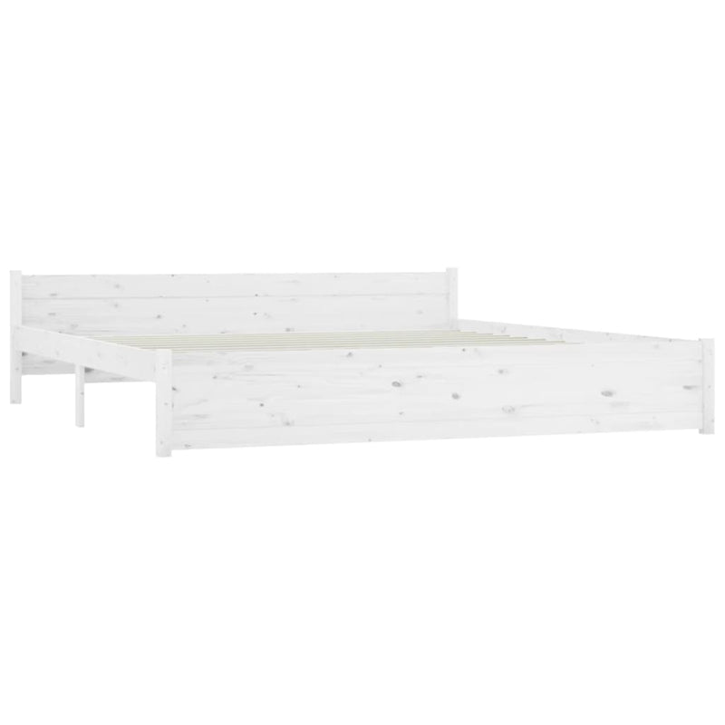 Bed Frame White 183x203 cm King Size Solid Wood