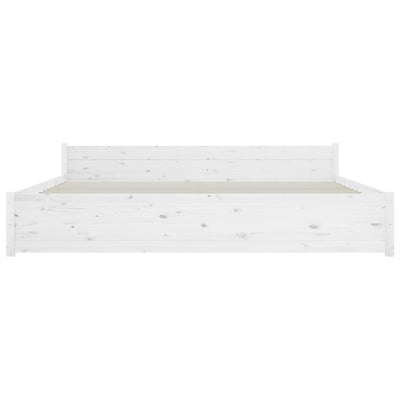 Bed Frame White 183x203 cm King Size Solid Wood