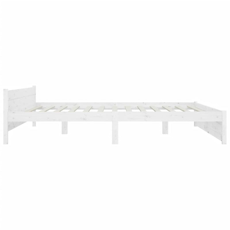 Bed Frame White 183x203 cm King Size Solid Wood