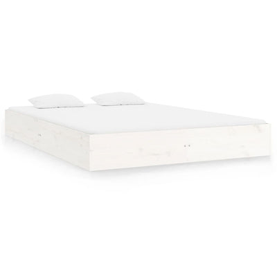 Bed Frame White 183x203 cm King Size Solid Wood