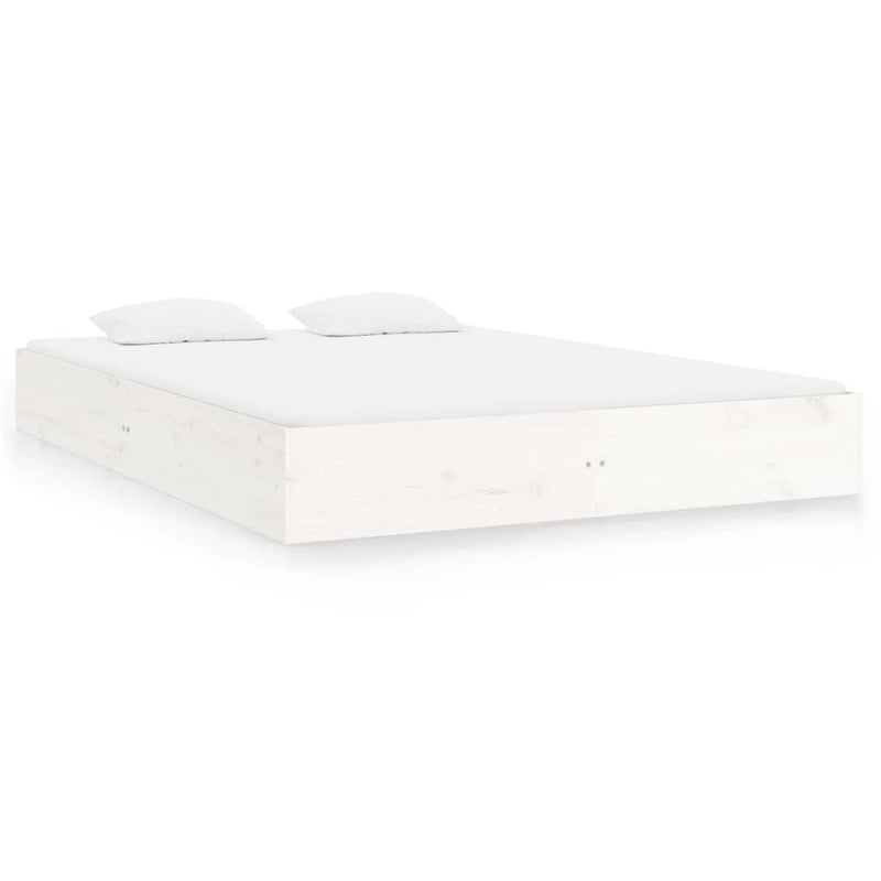 Bed Frame White 183x203 cm King Size Solid Wood