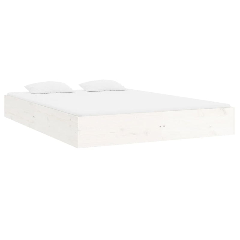 Bed Frame White 183x203 cm King Size Solid Wood