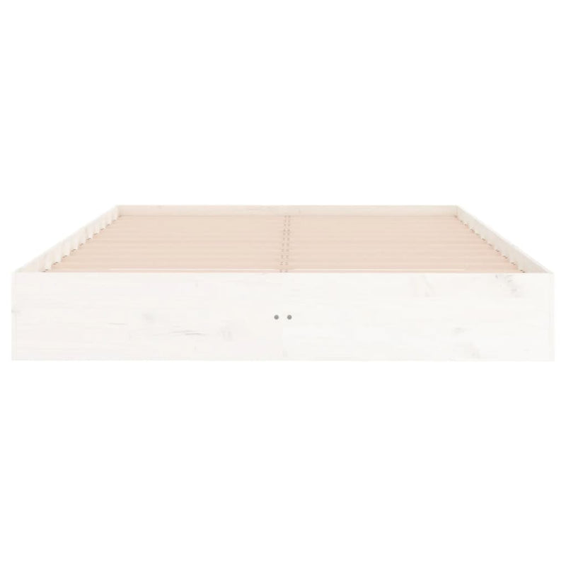 Bed Frame White 183x203 cm King Size Solid Wood