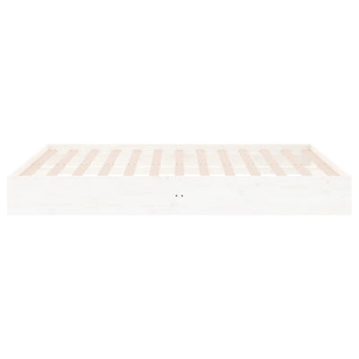 Bed Frame White 183x203 cm King Size Solid Wood