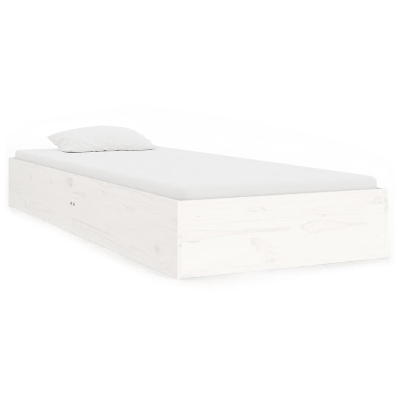 Bed Frame White 92x187 cm Single Solid Wood