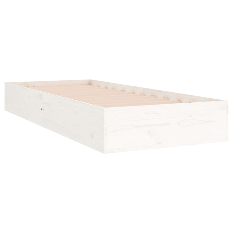 Bed Frame White 92x187 cm Single Solid Wood