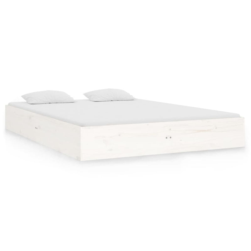 Bed Frame White Solid Wood 137x187 cm Double