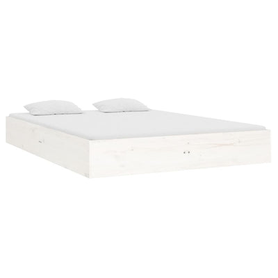 Bed Frame White Solid Wood 137x187 cm Double