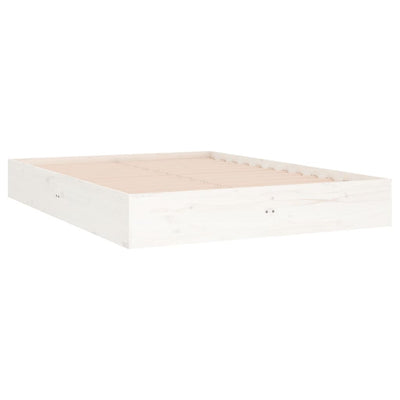 Bed Frame White Solid Wood 137x187 cm Double