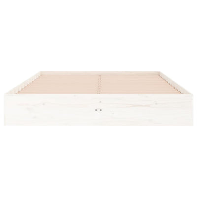 Bed Frame White Solid Wood 137x187 cm Double