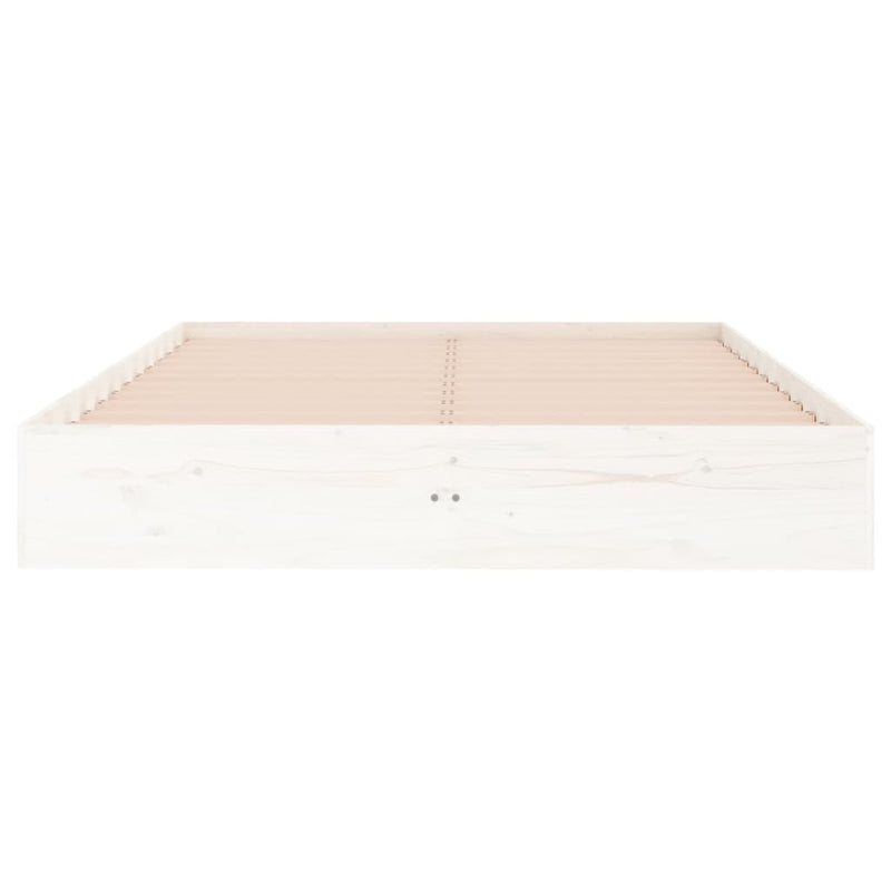 Bed Frame White Solid Wood 137x187 cm Double