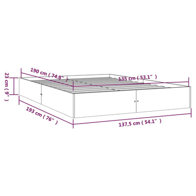 Bed Frame White Solid Wood 137x187 cm Double