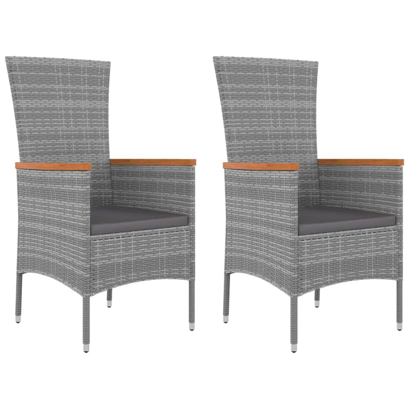 3 Piece Garden Lounge Set Grey Poly Rattan&Solid Wood Acacia