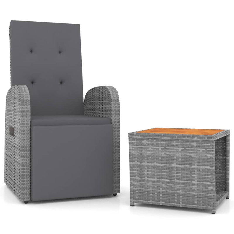 2 Piece Garden Lounge Set Grey Poly Rattan&Solid Wood Acacia