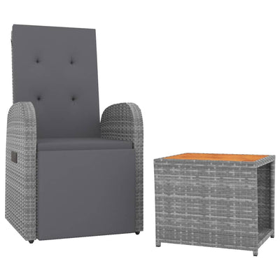 2 Piece Garden Lounge Set Grey Poly Rattan&Solid Wood Acacia