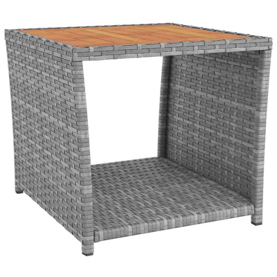 2 Piece Garden Lounge Set Grey Poly Rattan&Solid Wood Acacia