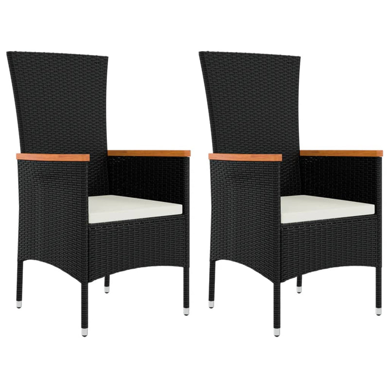 3 Piece Garden Lounge Set Black Poly Rattan&Steel