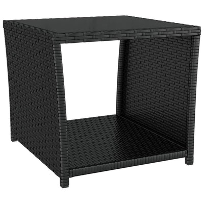 3 Piece Garden Lounge Set Black Poly Rattan&Steel