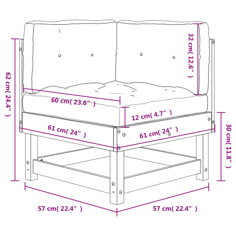 Corner Sofa with Cushions Solid Wood Pine