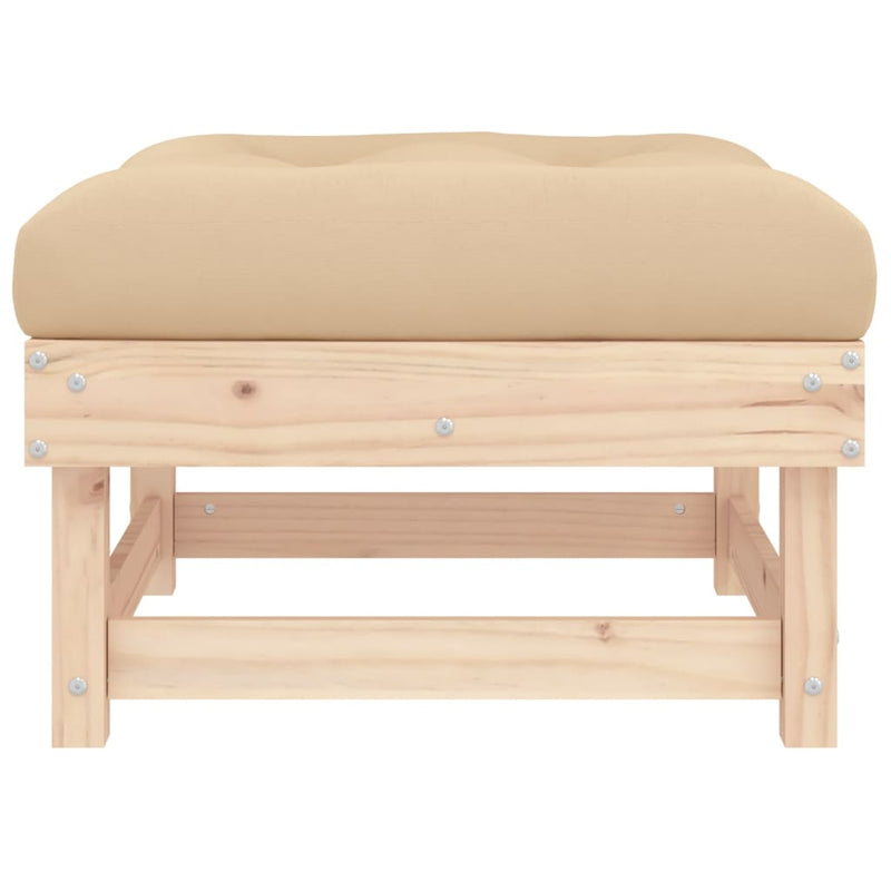 Garden Footstool with Cushion Solid Wood Pine