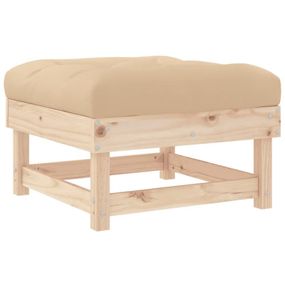 Garden Footstool with Cushion Solid Wood Pine