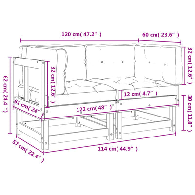 Corner Sofas with Cushions 2 pcs Solid Wood Pine