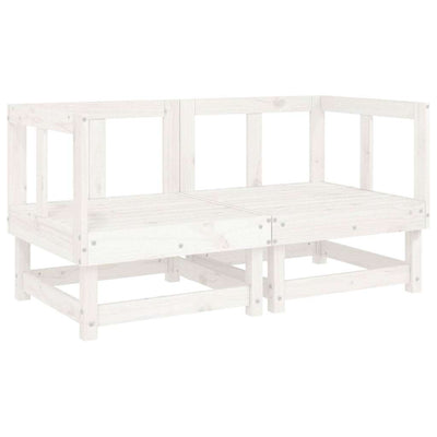 Corner Sofas with Cushions 2 pcs White Solid Wood Pine