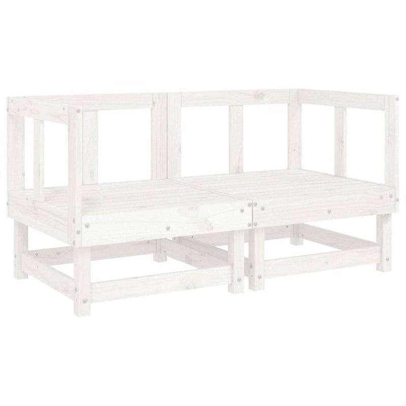 Corner Sofas with Cushions 2 pcs White Solid Wood Pine