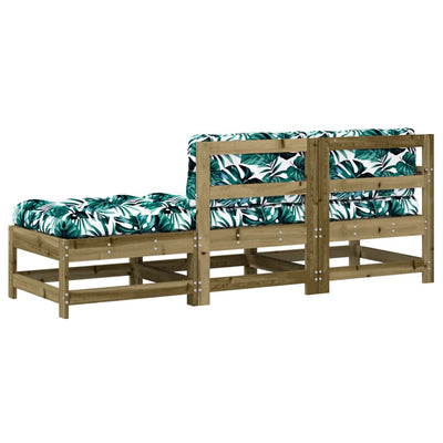 3 Piece Garden Lounge Set with Cushions Impregnated Wood Pine