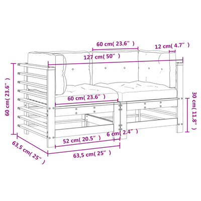 Corner Sofas with Cushions 2 pcs Black Solid Wood Pine