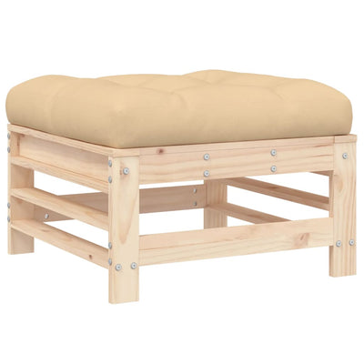 Garden Footstools with Cushions 2pcs Solid Wood Pine