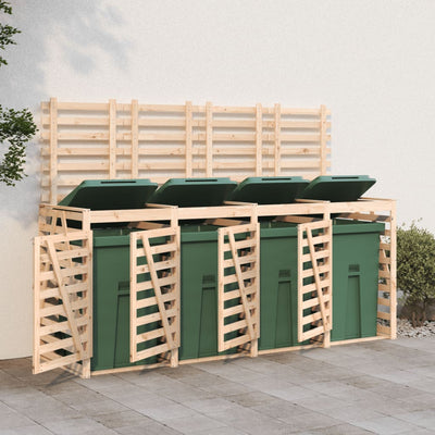 Quadruple Wheelie Bin Storage Solid Wood Pine