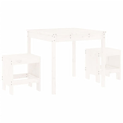 3 Piece Garden Bistro Set White Solid Wood Pine