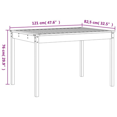 5 Piece Garden Dining Set White Solid Wood Pine