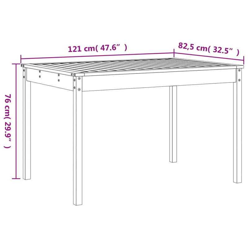 5 Piece Garden Dining Set White Solid Wood Pine