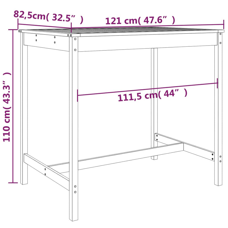 5 Piece Garden Bar Set White Solid Wood Pine