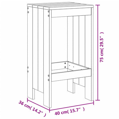 5 Piece Garden Bar Set White Solid Wood Pine