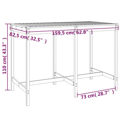 7 Piece Garden Bar Set White Solid Wood Pine