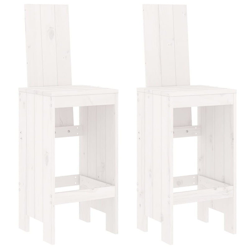 3 Piece Garden Bar Set White Solid Wood Pine