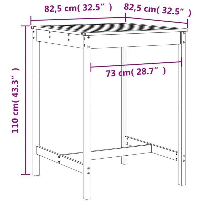 5 Piece Garden Bar Set White Solid Wood Pine