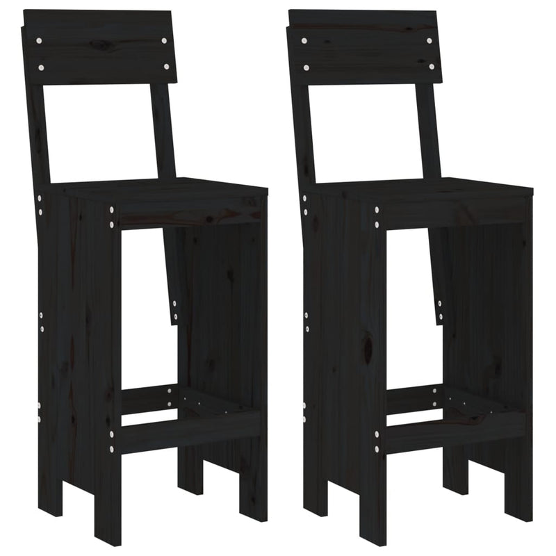 3 Piece Garden Bar Set Black Solid Wood Pine