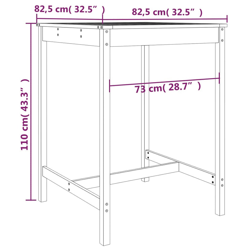 5 Piece Garden Bar Set White Solid Wood Pine