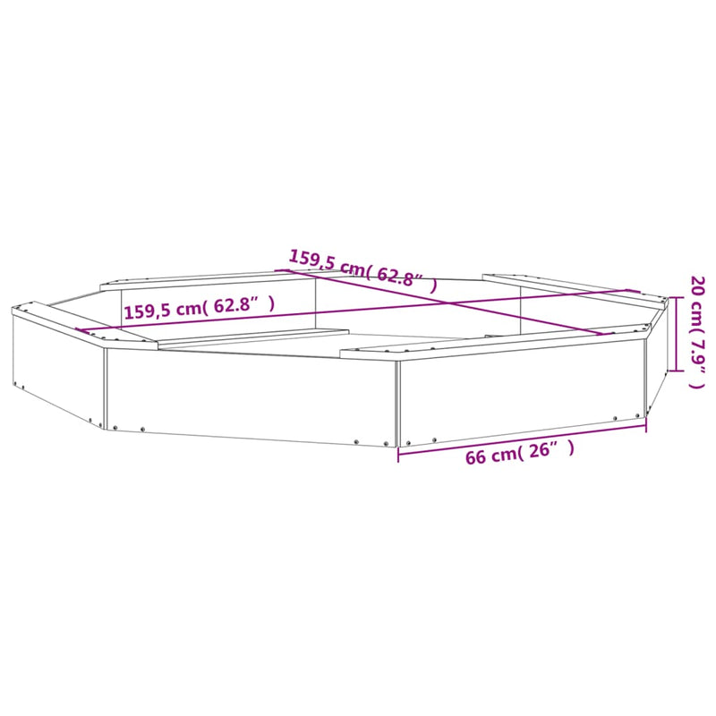 Sandbox with Seats Octagon Solid Wood Pine