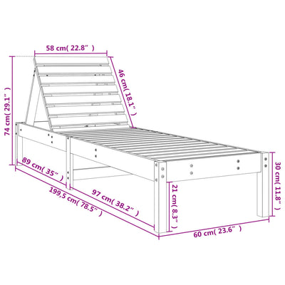 Sun Loungers 2 pcs Grey 199.5x60x74 cm Solid Wood Pine